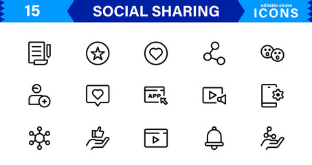 Essential Social Sharing Icons. Perfect for Social Media Integration, Sharing Tools, and Online Interaction