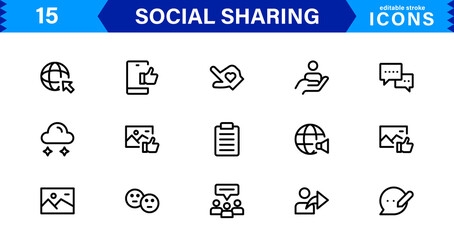 Essential Social Sharing Icons. Perfect for Social Media Integration, Sharing Tools, and Online Interaction