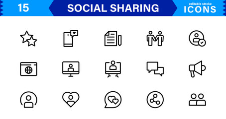 Essential Social Sharing Icons. Perfect for Social Media Integration, Sharing Tools, and Online Interaction