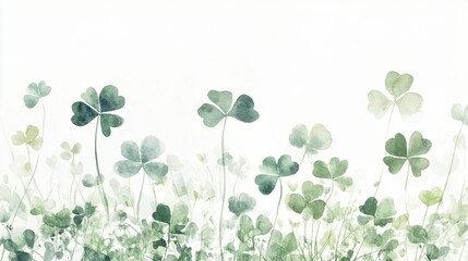 Watercolor clover isolated on white background, Lucky clover leaves with four leaf,Clover flowers background,Patricks day watercolor clipart,Spring flower pattern,St. Patrick s day seamless pattern.