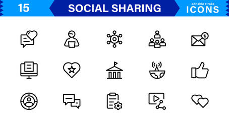 Essential Social Sharing Icons. Perfect for Social Media Integration, Sharing Tools, and Online Interaction