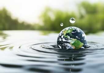 Eco-Conscious Earth Day Innovation Liquid Dynamics Visualizing Global Sustainability - Water Conservation Tech and Climate Awareness Concept for Green Marketing