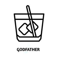 Godfather editable stroke outline icon isolated on white background flat vector illustration, Pixel perfect
