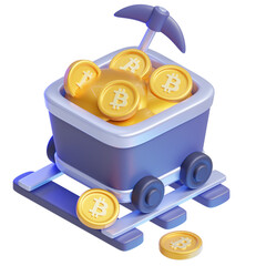Bitcoin Mining Cart 3D icon