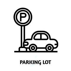 Parking lot editable stroke outline icon isolated on white background flat vector illustration, Pixel perfect