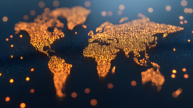 Modern aerial visualization of global connections a creative digital world map design - Powered by Adobe