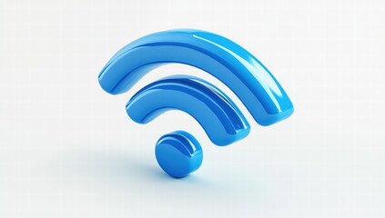 A blue wifi symbol with a white background