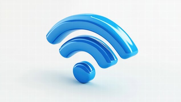 A blue wifi symbol with a white background