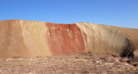 Beautiful mountains with red soil in Khizi. Azerbaijan.