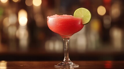 Frozen strawberry margarita cocktail bar lime