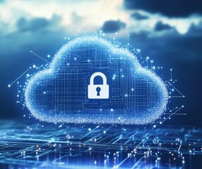A blue cloud with a lock on it