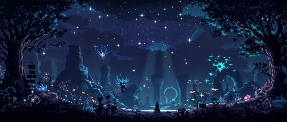 Obraz premium pixel art, game, background, fantasy