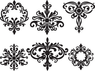Set of decorative elements for flat design, ornaments, patterns. Hand drawn vector illustration	