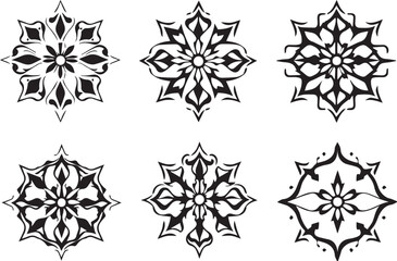 Set of decorative elements for flat design, ornaments, patterns. Hand drawn vector illustration	