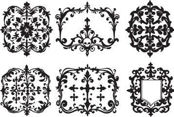 Fototapeta premium Set of decorative elements for flat design, ornaments, patterns. Hand drawn vector illustration 