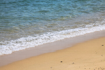 Dec 28 2024 Sandy Beach with Gentle Ocean Waves on a Sunny Day