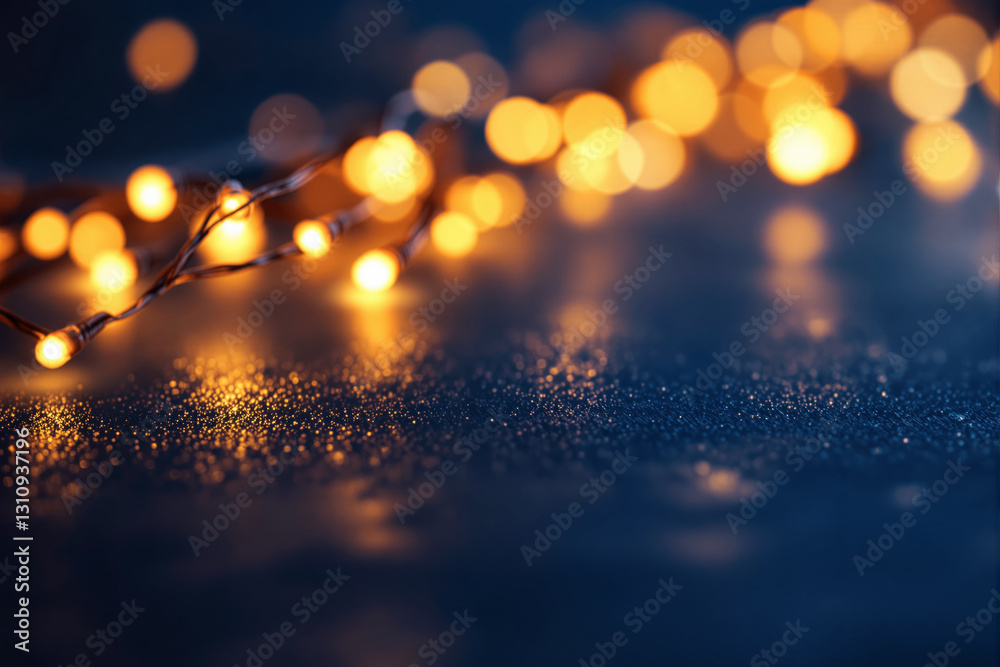 Aufkleber Beautiful glowing lights on a surface with bokeh effect and water droplets.
