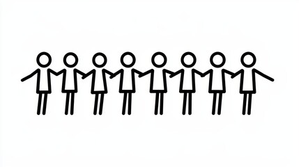 Drawing of people holding hands, a symbol of unity, community, and teamwork in diversity