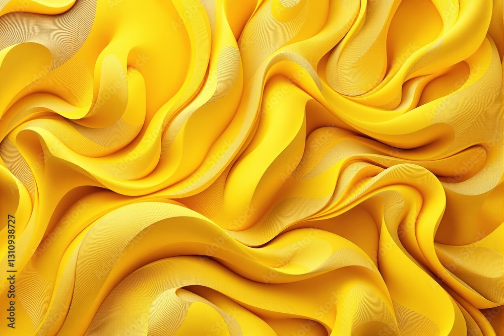 Poster abstract yellow waves forming a flowing pattern on a vibrant background.