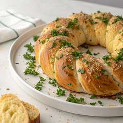 Rustic artisan bread on white background,Baked goods in close-up,Cream Cheese Bread