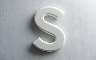 Naklejka premium 71. Bold letter S centered on a smooth white surface