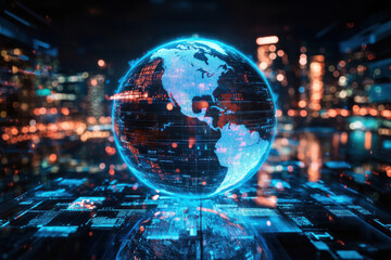 3D holographic globe with climate data layers and real-time analytics