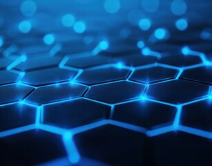 A blue background with a pattern of hexagons