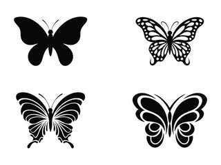 Butterfly silhouette icon. Elegant black butterfly vector. Nature and beauty symbol - Minimalistic design