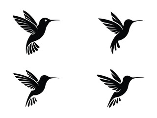 Hummingbird silhouette icon. Elegant black hummingbird vector. Nature and freedom symbol - Minimalistic design
