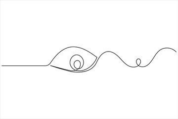 Human eye one line drawing and isolated continuous outline vector illustration icon
