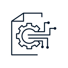 Obraz premium Document, spine, circles, lines. The concept is a multifunctional technology for processing, structuring and integrating data. Vector icon isolated on white background.