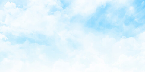 Vibrant Blue Sky with White Clouds in a Beautiful Summer Day photo. Vector illustration.