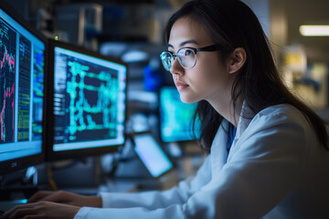 Focused Scientist Analyzing Data