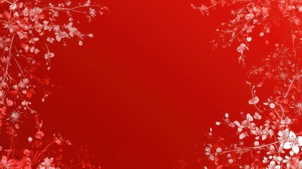 Red floral frame, blank space, background, design, invitation