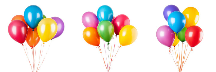 Colorful party balloons isolated on transparent background
