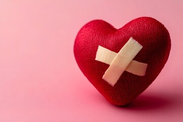 Wounded Heart on Pink Background