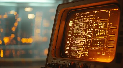 Vintage CRT Television with Static and Flickering Interference in Retro-Futuristic Interior