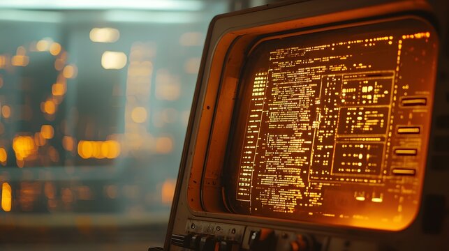 Vintage CRT Television with Static and Flickering Interference in Retro-Futuristic Interior