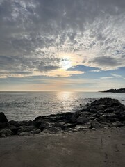 Sunset on the bay ans the sea