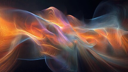 Fototapeta premium Abstract Orange Blue Energy Waves Flowing Background