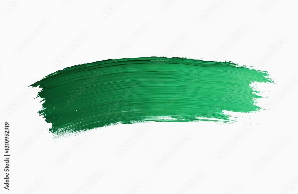 Aufkleber smear of bright green paint on white canvas. abstract brush stroke texture, acrylic color backdrop f