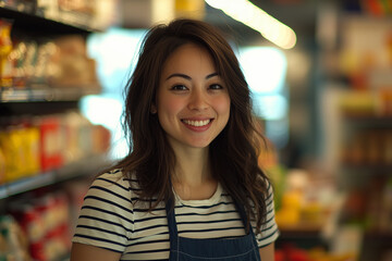 Smiling Woman in Grocery Store