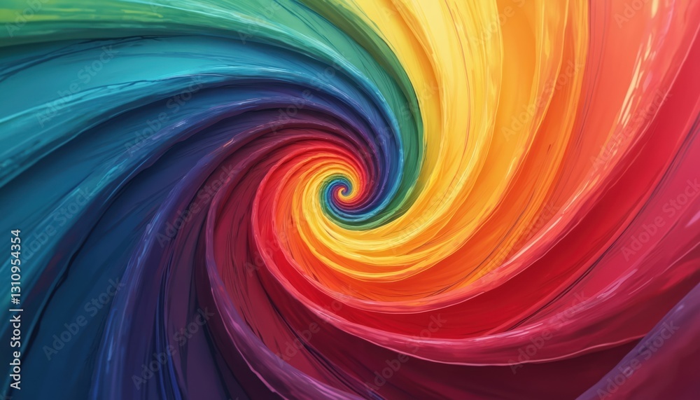 Leinwandbilder vibrant colourful swirling spiral abstract design, rainbow spectrum of hues. dynamic energy movement