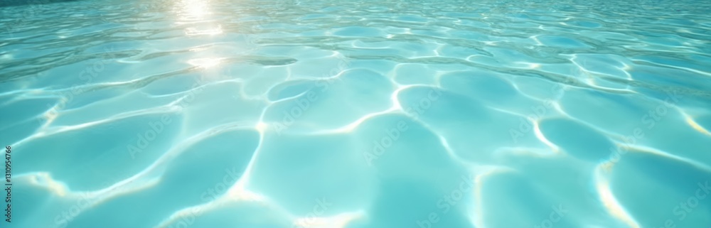 Poster sunlit ripples on clear turquoise water surface. light reflects creating bright sunny texture. swimm