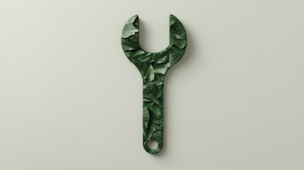 Green Wrench Design with Leaves for Eco-Friendly Concept Art