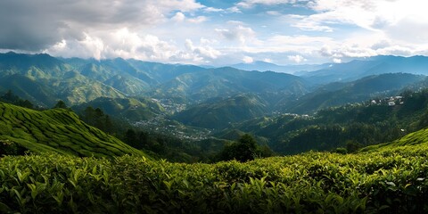 Obraz premium Mountain Tea Plantation Landscape