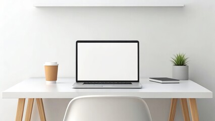 laptop on a desk with other office supplies 