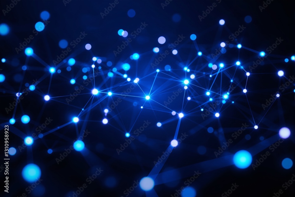 Poster abstract business network on dark background.