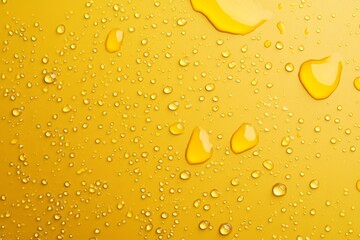 Water droplets on a yellow surface