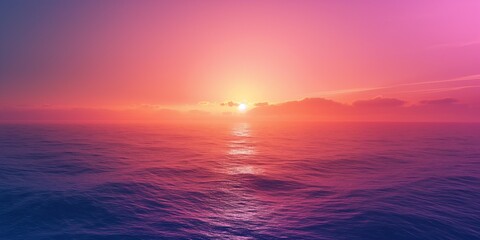 Obraz premium A serene sunset over calm ocean waters, featuring vibrant hues of pink, orange, and purple.